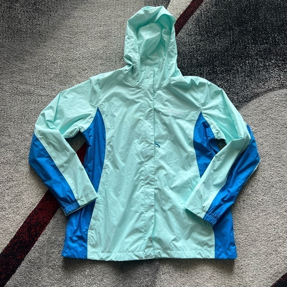 Columbia Woman’s Omni Tech Windbreaker Arctic Blue Colorblock Jacket